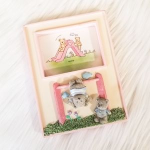 Vintage 90's Kawaii Pastel Photo Picture Frame w/ 2 Bears in a Playground